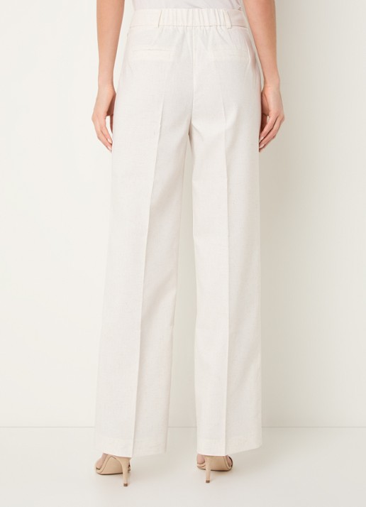 NIKKIE Payette high waist loose fit pantalon in linnenblend - achterkant creme