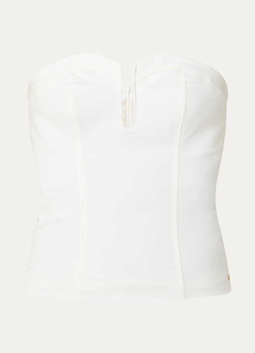 NIKKIE Peoria strapless top met logo - voorkant 2 wit