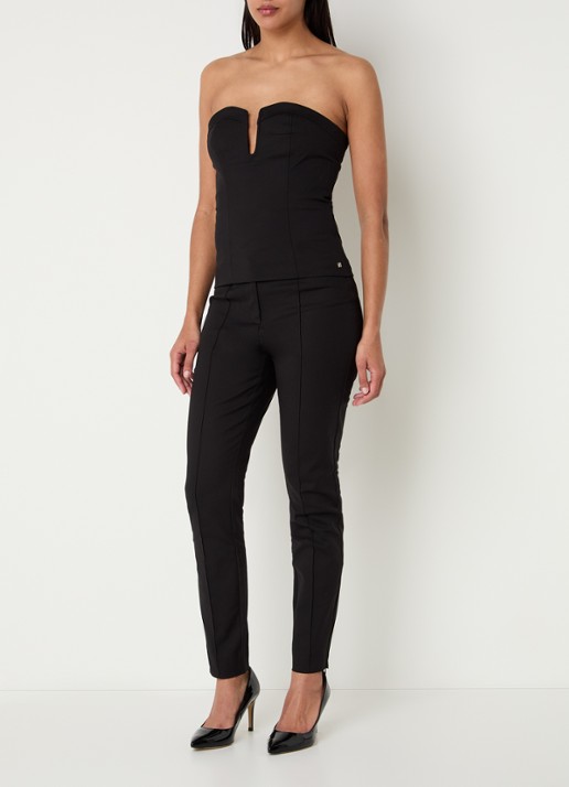 NIKKIE Peoria strapless top met logo - voorkant 2 zwart