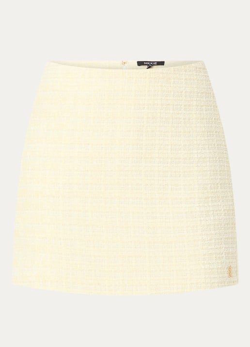 NIKKIE Perth minirok van tweed - voorkant 3 geel