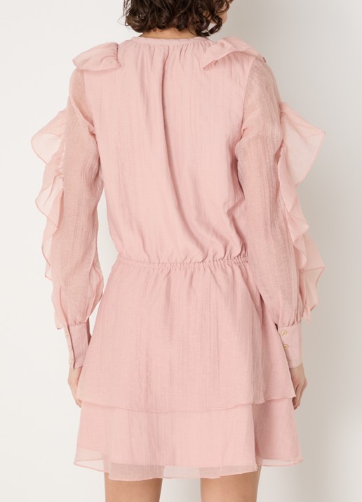 NIKKIE Pharr mini jurk met volant - achterkant 3 roze