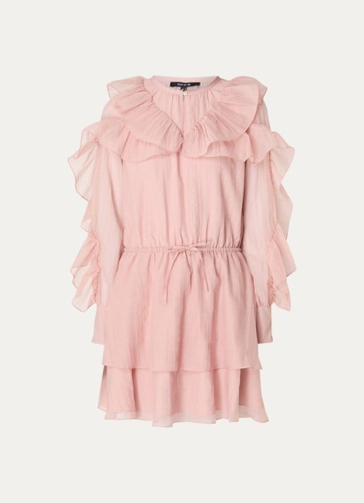 NIKKIE Pharr mini jurk met volant - voorkant roze