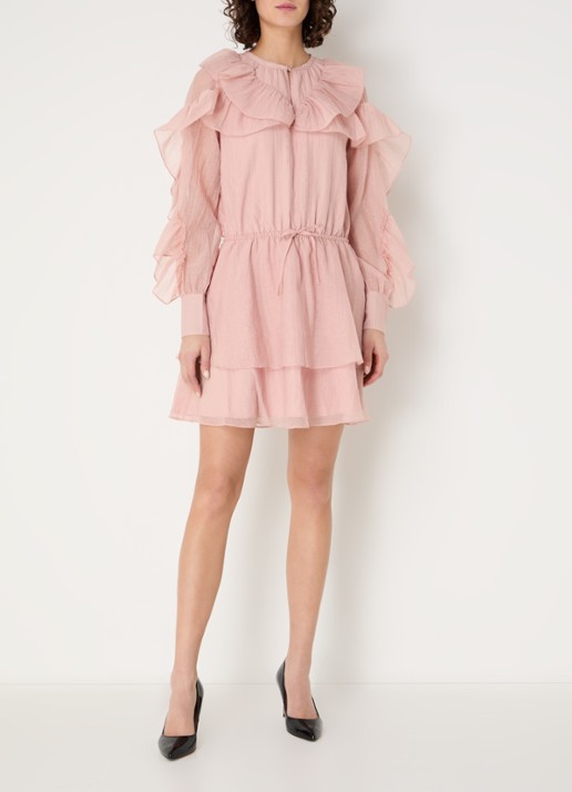 NIKKIE Pharr mini jurk met volant - voorkant 2 roze