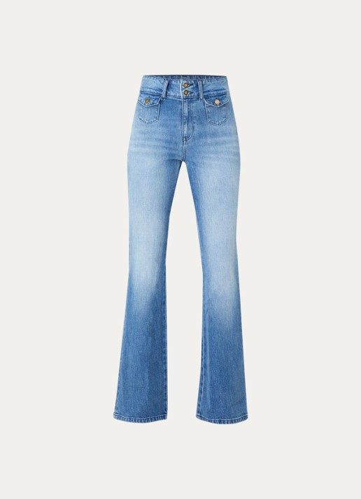 NIKKIE Piciba high waist flared jeans met gekleurde wassing - voorkant 3 indigo