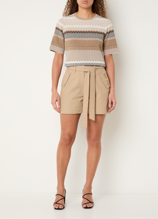 NIKKIE Pilazio top met print - voorkant 2 donkerbeige