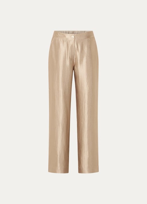 NIKKIE Polarmar high waist straight fit pantalon met steekzakken - voorkant zand