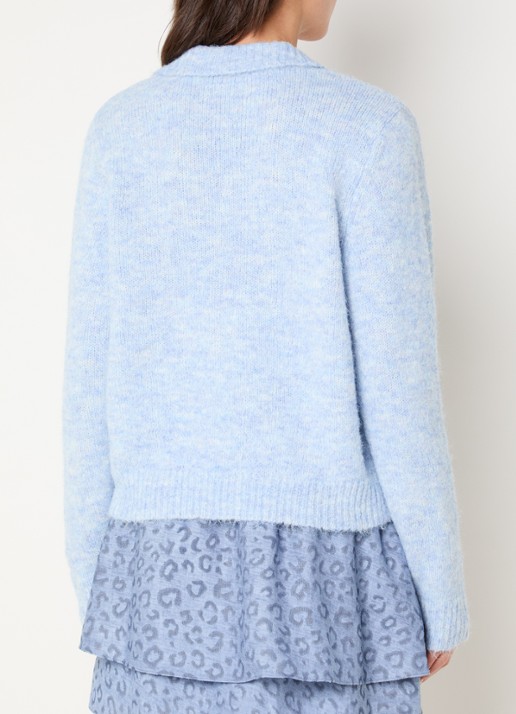 NIKKIE Portland grofgebreide trui in wolblend - achterkant 4 blauw