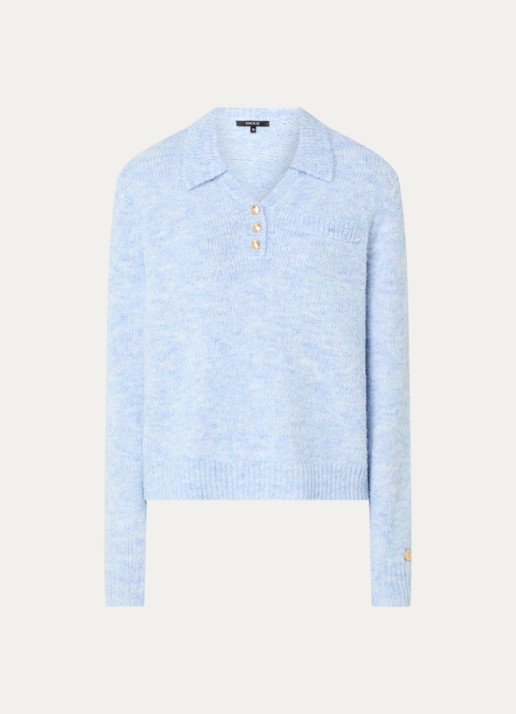 NIKKIE Portland grofgebreide trui in wolblend - voorkant blauw