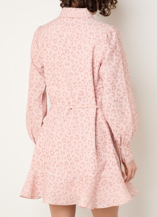 NIKKIE Pragues mini jurk met panterprint - achterkant 4 oudroze