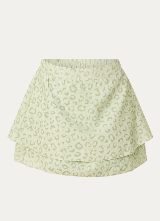 NIKKIE Pragues mini rok met panterprint - voorkant 2 donkerblauw