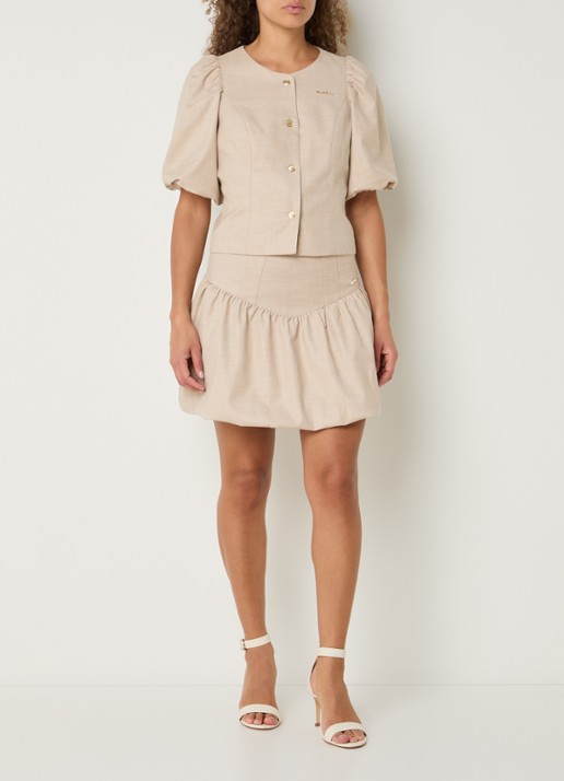 NIKKIE Quito blouse met logo - voorkant 3 beige