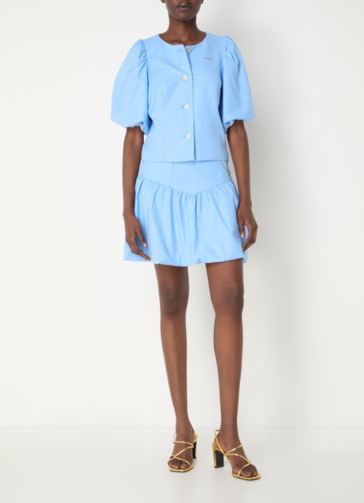 NIKKIE Quito blouse met logo - voorkant 4 blauw