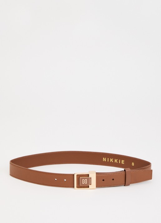NIKKIE Rafiza riem van leer - voorkant cognac