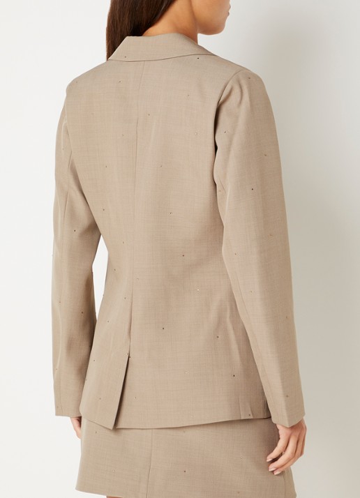 NIKKIE Reimio blazer met strass en paspelzakken - achterkant zand