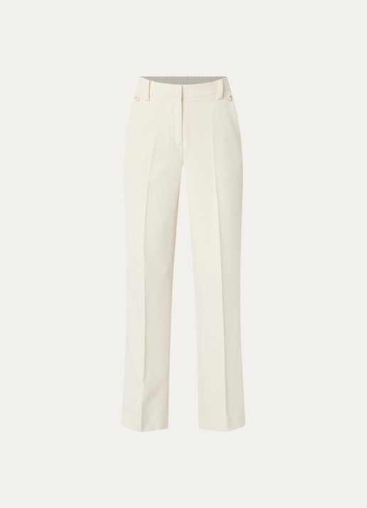 NIKKIE Reims high waist straight fit pantalon met steekzakken - voorkant creme