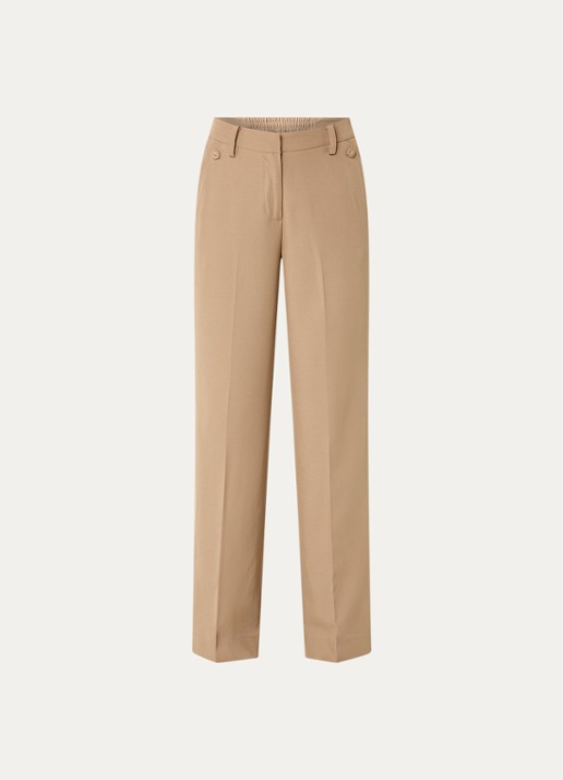NIKKIE Reims high waist straight fit pantalon met steekzakken - voorkant 3 camel