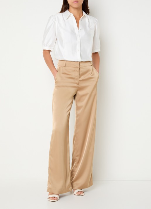 NIKKIE Relizane blouse met plooidetail - voorkant 3 wit