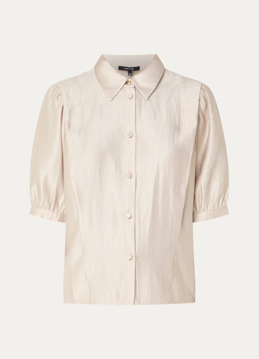 NIKKIE Relizane blouse met plooidetail - voorkant 2 lichtoranje