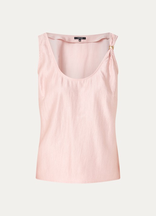 NIKKIE Relizane top met metallic finish - voorkant zalmroze