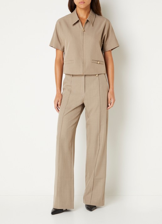 NIKKIE Reno cropped blouse - voorkant 4 zand