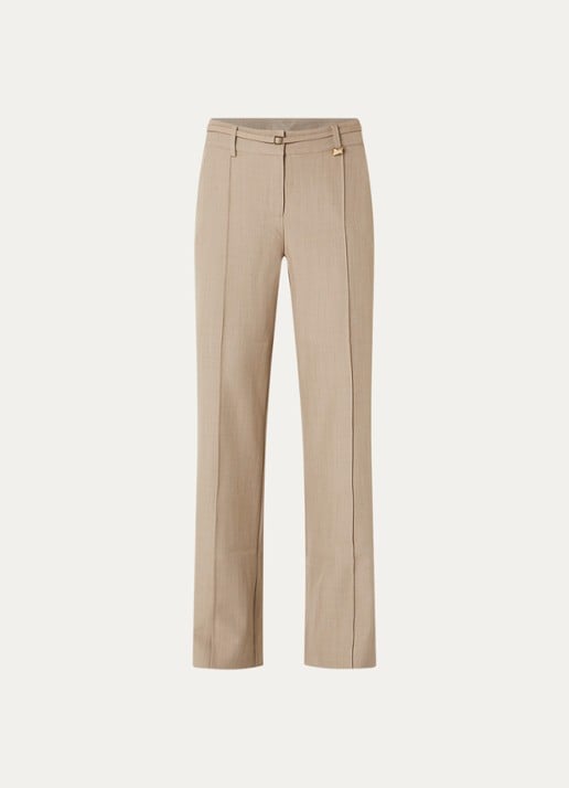 NIKKIE Reno high waist loose fit pantalon met steekzakken - voorkant 3 zand