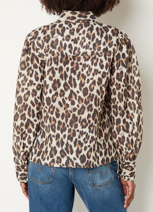 NIKKIE Retiro blouse met dierenprint - achterkant 4 donkerbruin