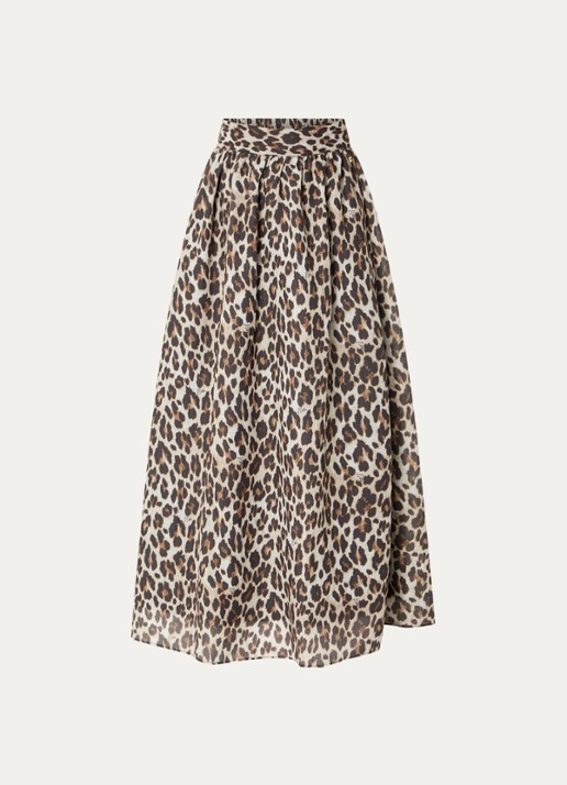 NIKKIE Retiro maxi rok met panterprint - voorkant 2 bruin