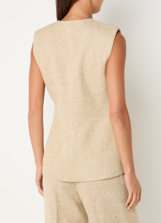 NIKKIE Reza gilet met tweed-look - achterkant 4 beige