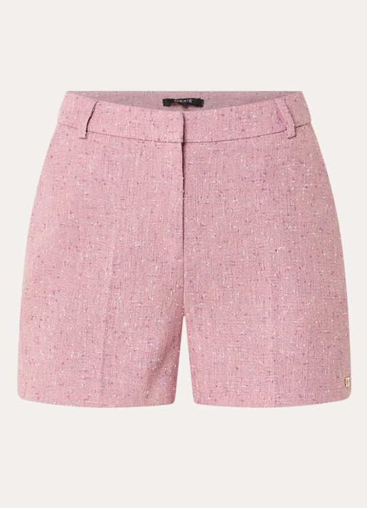 NIKKIE Reza high waist straight fit korte broek met strass - voorkant 2 roze