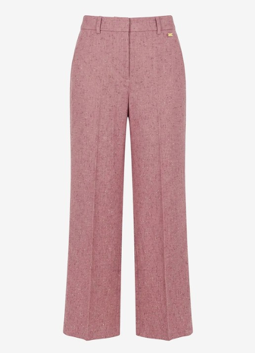 NIKKIE Reza mid waist straight fit broek met steekzakken - voorkant peach skin