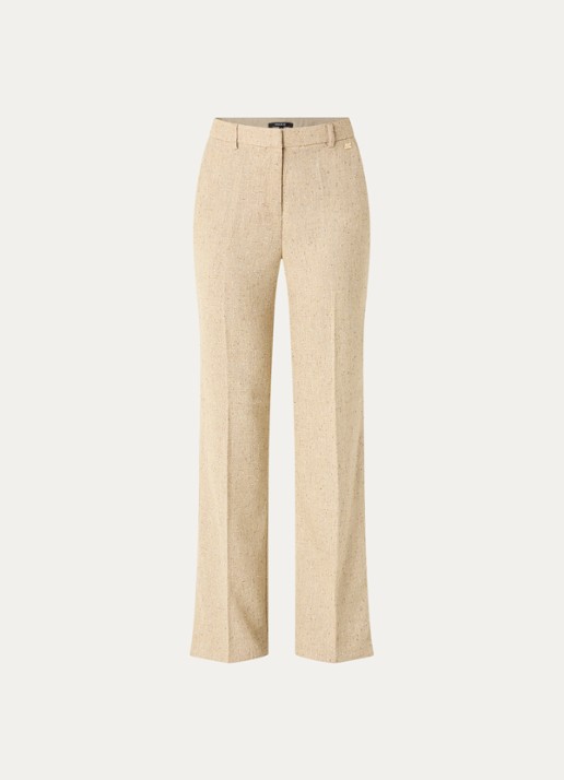 NIKKIE Reza mid waist straight fit broek met steekzakken - voorkant 2 vanillegeel