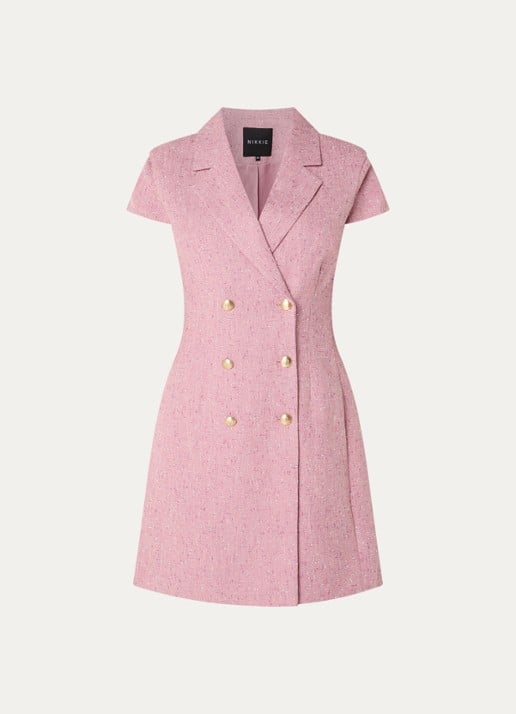 NIKKIE Reza mini blazerjurk met strass - voorkant 2 roze