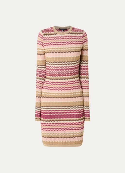 NIKKIE Rio midi jurk met metallic finish - voorkant bordeauxrood