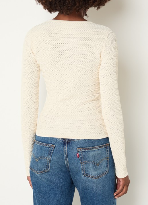 NIKKIE Riom top met structuur - achterkant creme