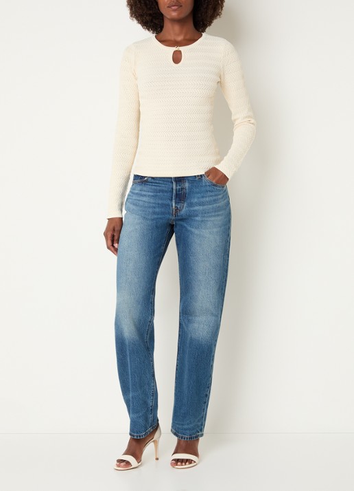 NIKKIE Riom top met structuur - voorkant 4 creme
