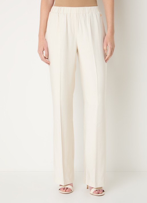 NIKKIE Riva mid waist straight fit pantalon met persplooi en steekzakken