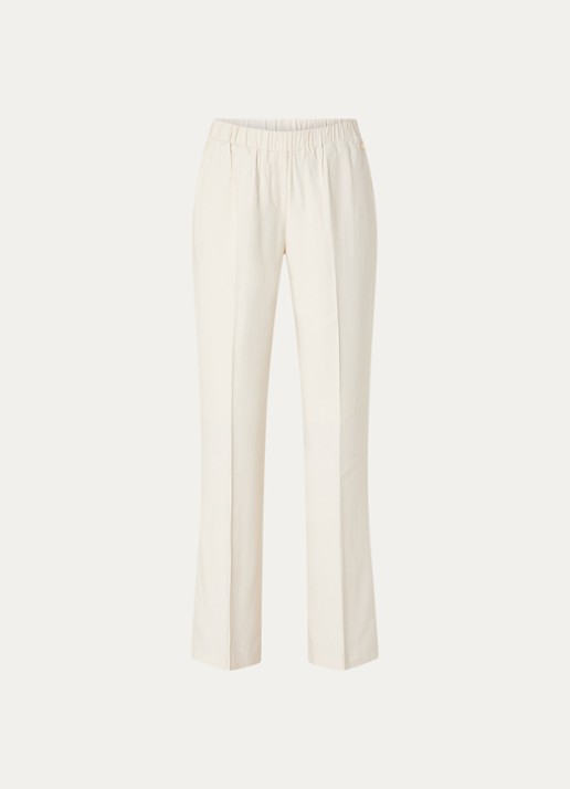 NIKKIE Riva mid waist straight fit pantalon met persplooi en steekzakken - voorkant creme
