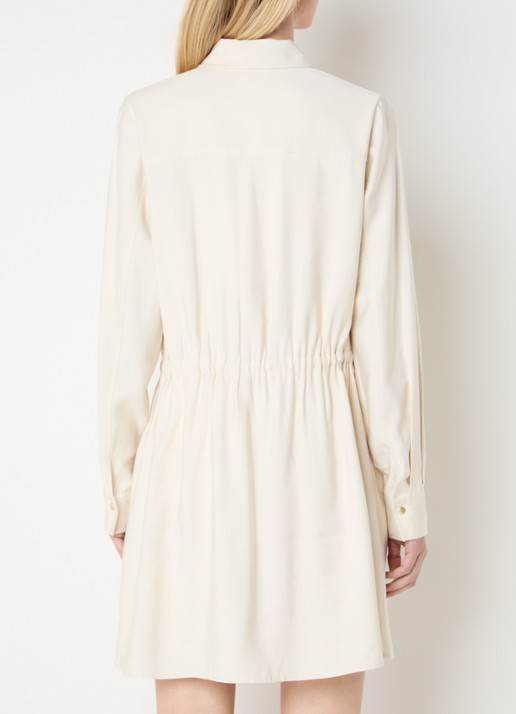 NIKKIE Riva mini blousejurk met trekkoord - achterkant creme
