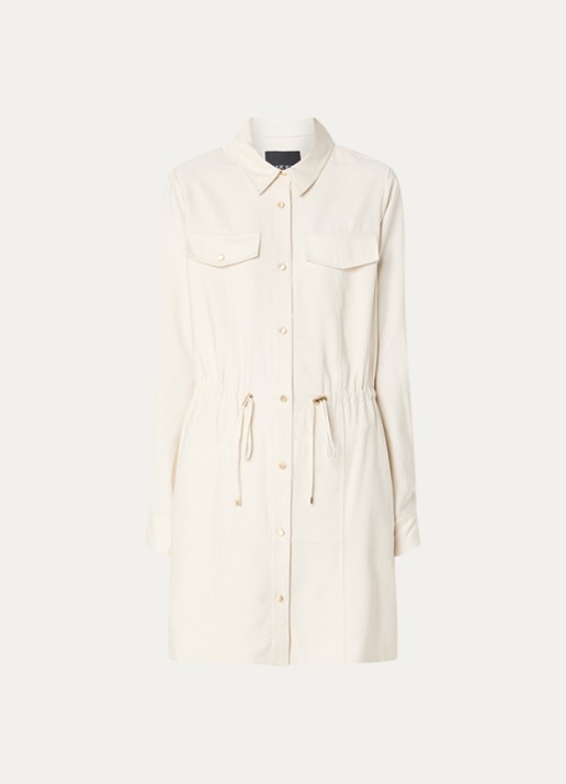 NIKKIE Riva mini blousejurk met trekkoord - voorkant 3 creme