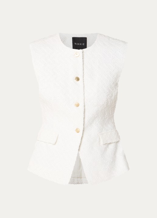 NIKKIE Rosetta grofgebreid gilet met ronde hals