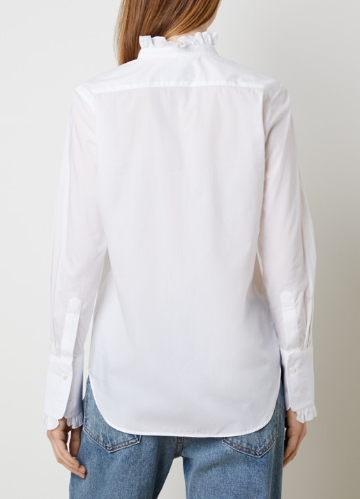 Nili Lotan Elio blouse met opstaande kraag en ruches - achterkant wit