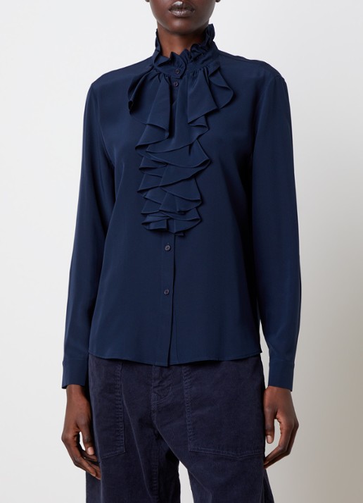 Nili Lotan Lily blouse met kraag en volant