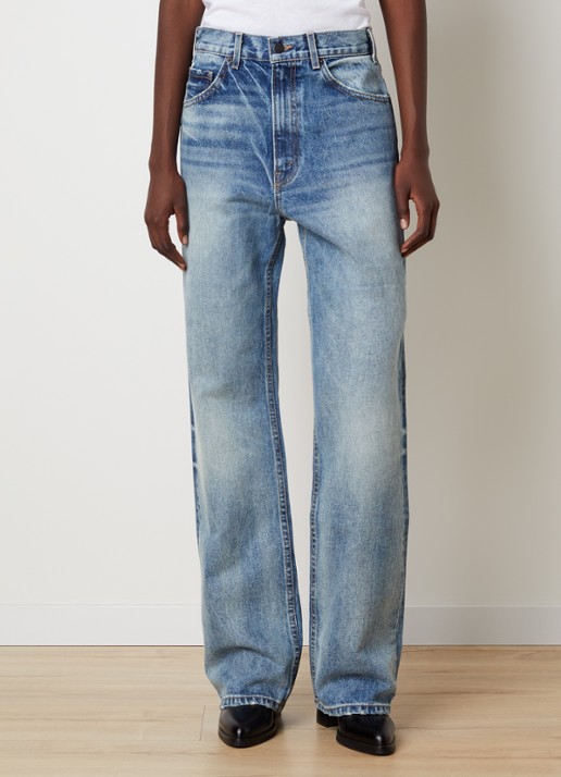 Nili Lotan Mitchell high waist straight leg jeans met lichte wassing