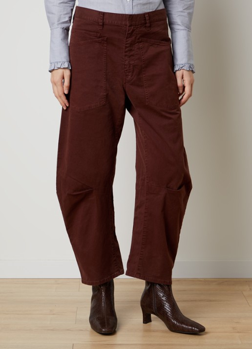 Nili Lotan Shon mid waist balloon fit broek met opgestikte zakken - detail 4 roodbruin
