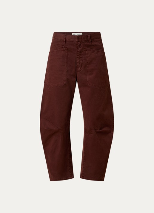 Nili Lotan Shon mid waist balloon fit broek met opgestikte zakken - voorkant 2 roodbruin