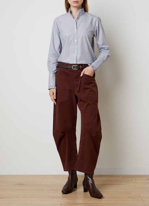 Nili Lotan Shon mid waist balloon fit broek met opgestikte zakken - voorkant 3 roodbruin