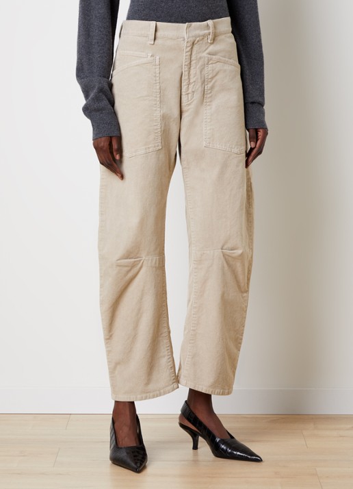 Nili Lotan Shon mid waist balloon fit broek met opgestikte zakken - detail 4 beige