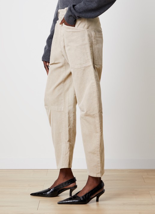 Nili Lotan Shon mid waist balloon fit broek met opgestikte zakken - detail 5 beige