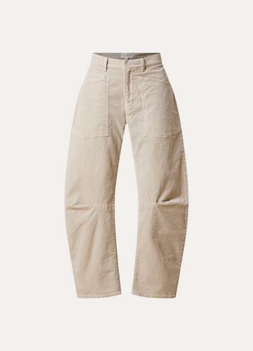 Nili Lotan Shon mid waist balloon fit broek met opgestikte zakken - voorkant 2 beige