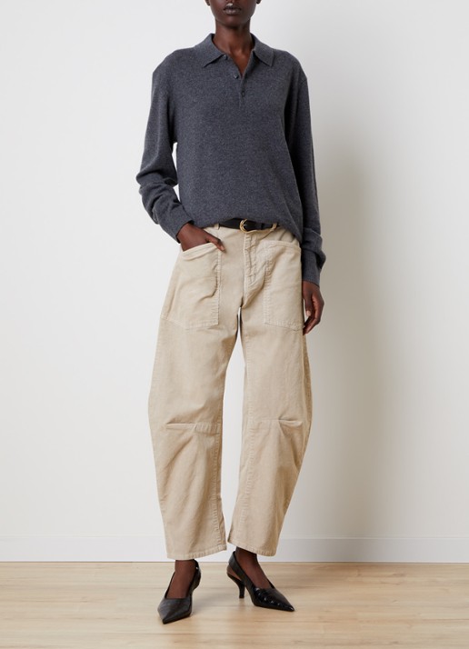 Nili Lotan Shon mid waist balloon fit broek met opgestikte zakken - voorkant 3 beige